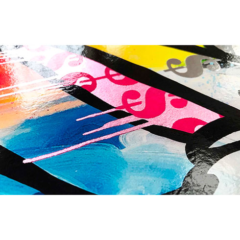 Ben Allen, detalle color de la obra gráfica a la venta Money Rabbit, comprar glicée