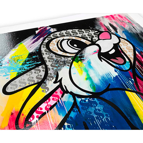 Ben Allen, detalle de la obra gráfica a la venta Money Rabbit, comprar glicée