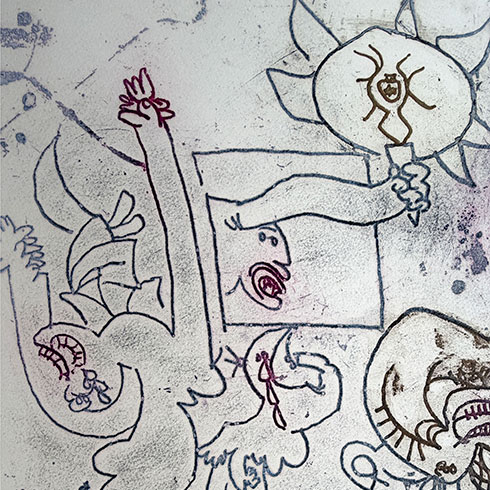 En venta Grabado al Aguatinta de Roberto Matta, The First of the Day, detalle obra gráfica