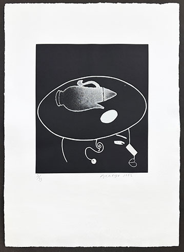 Obra gráfica de Eduardo Arroyo, Grabado Té para dos - Sombreros para Alicia en venta