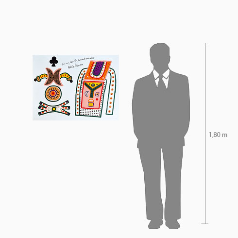 Simulación real dimensiones de obra gráfica de Alan Davie, Litografía Sin Título a la venta