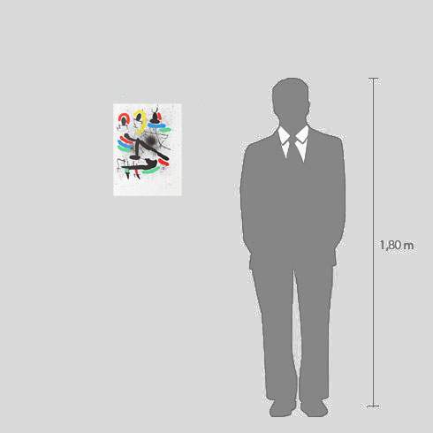 Simulación real dimensiones litografía de Joan Miró, Liberté des Libertés, obra gráfica certificada en venta, comprar