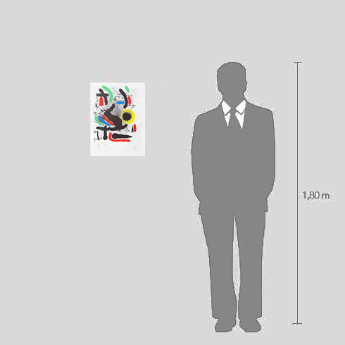 Simulación real dimensiones litografía de Joan Miró, Liberté des Libertés, obra gráfica certificada en venta, comprar