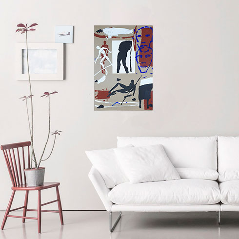 Simulación real dimensiones de obra gráfica de Mimmo Paladino, Serigrafía Olympic Centennial a la venta