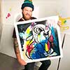 Comprar Obra Gráfica de Ben Allen, Money Rabbit, detalle artista con el glicée en venta